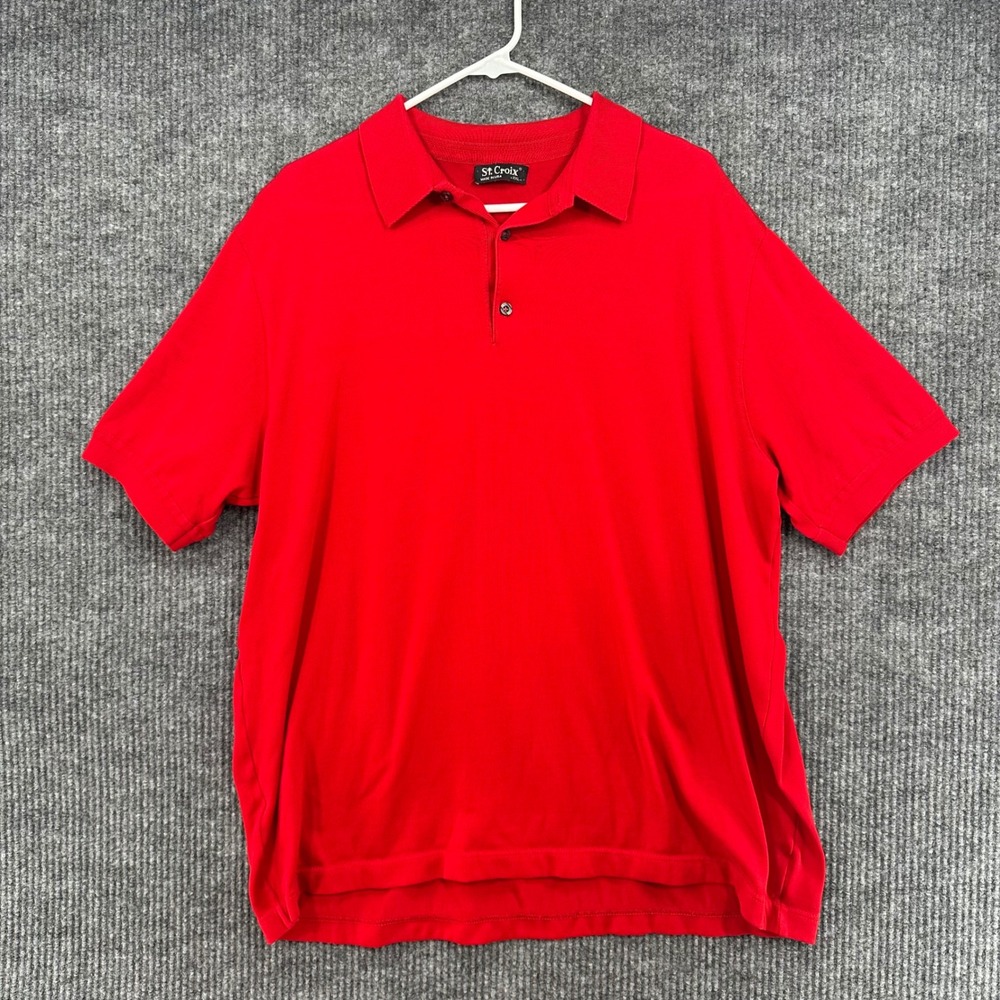 St. Croix Polo Shirt Mens XXL Red Excellent Made in USA Cotton Blend Knit